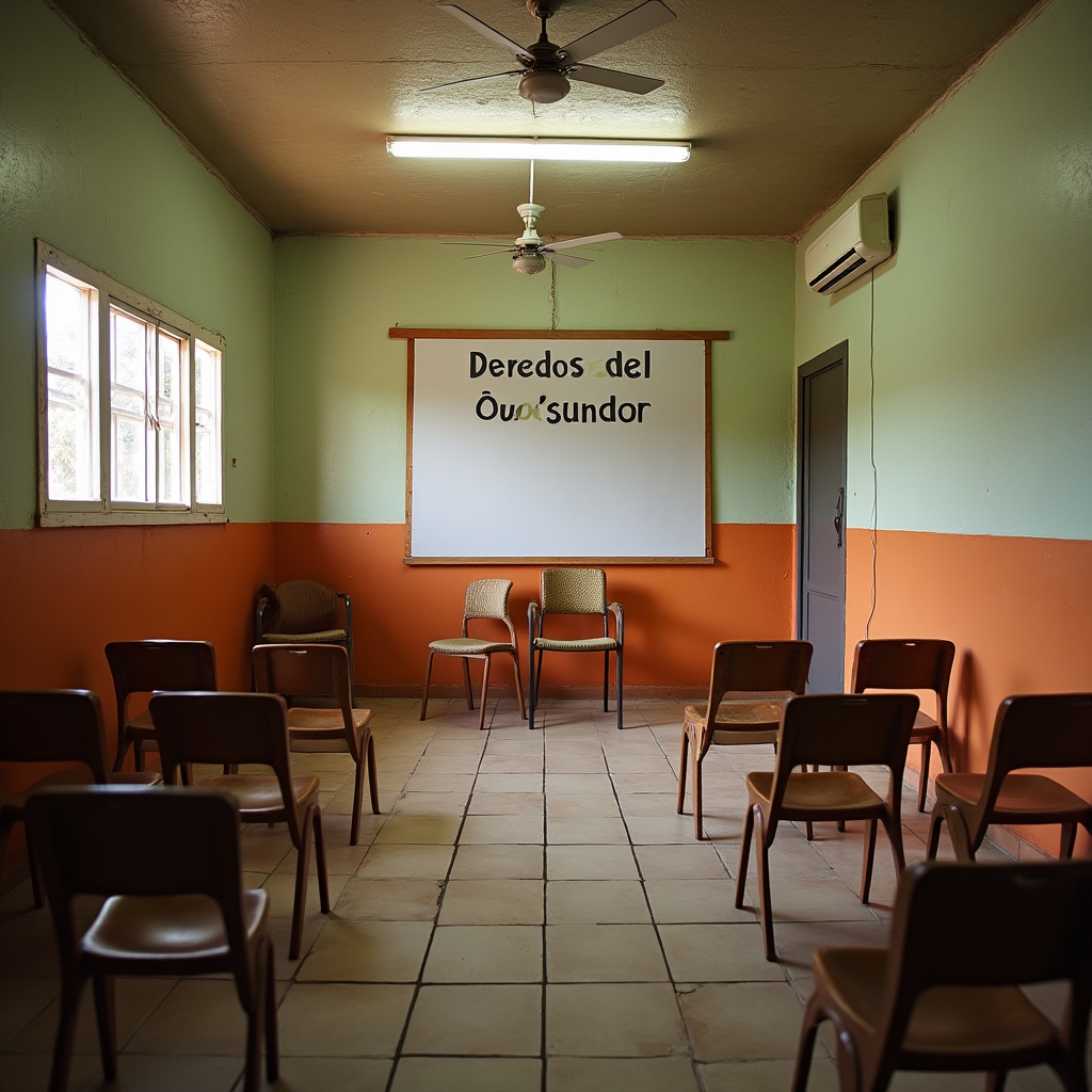 Community meeting room set up for an educational session in Paraguay